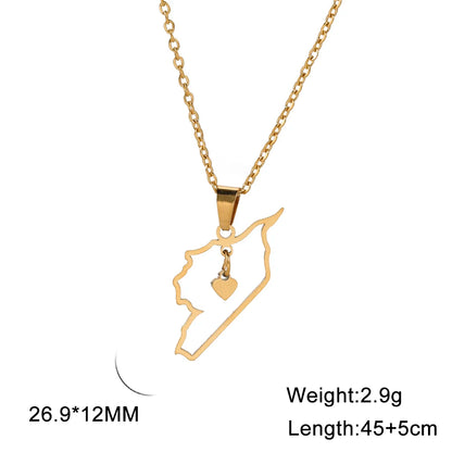 Kkjoy Stainless Steel Syria Map Flag Pendant Necklaces for Women Men Gold Color Charm Syrians Map Pendant  Jewelry Wholesale New