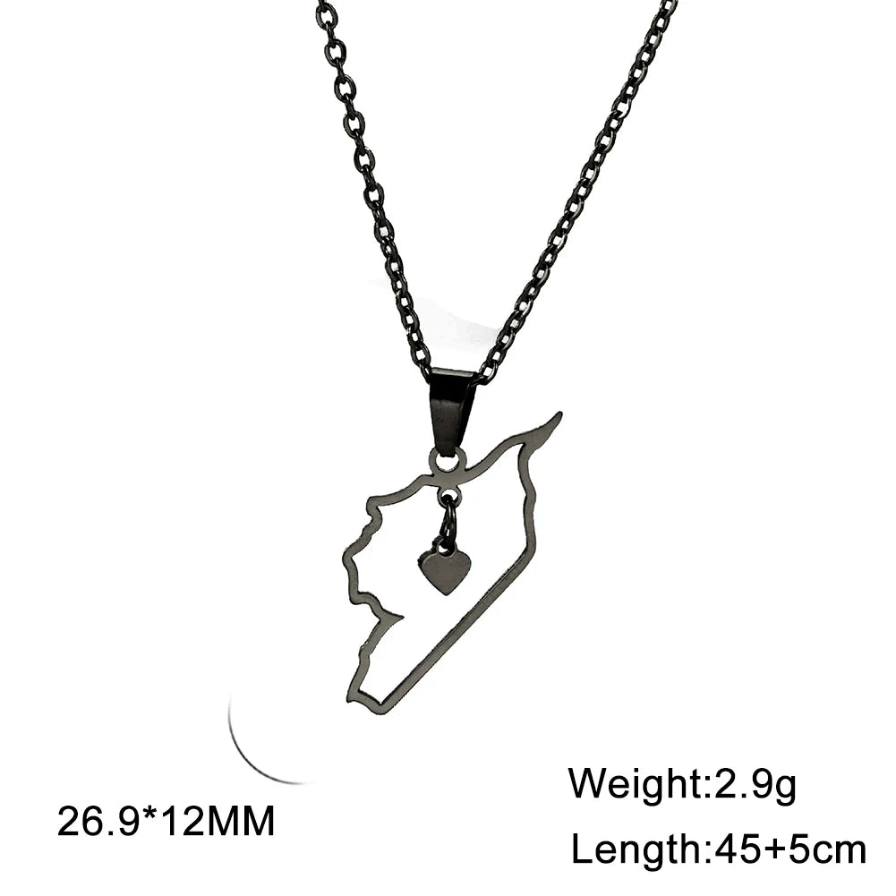 Kkjoy Stainless Steel Syria Map Flag Pendant Necklaces for Women Men Gold Color Charm Syrians Map Pendant  Jewelry Wholesale New