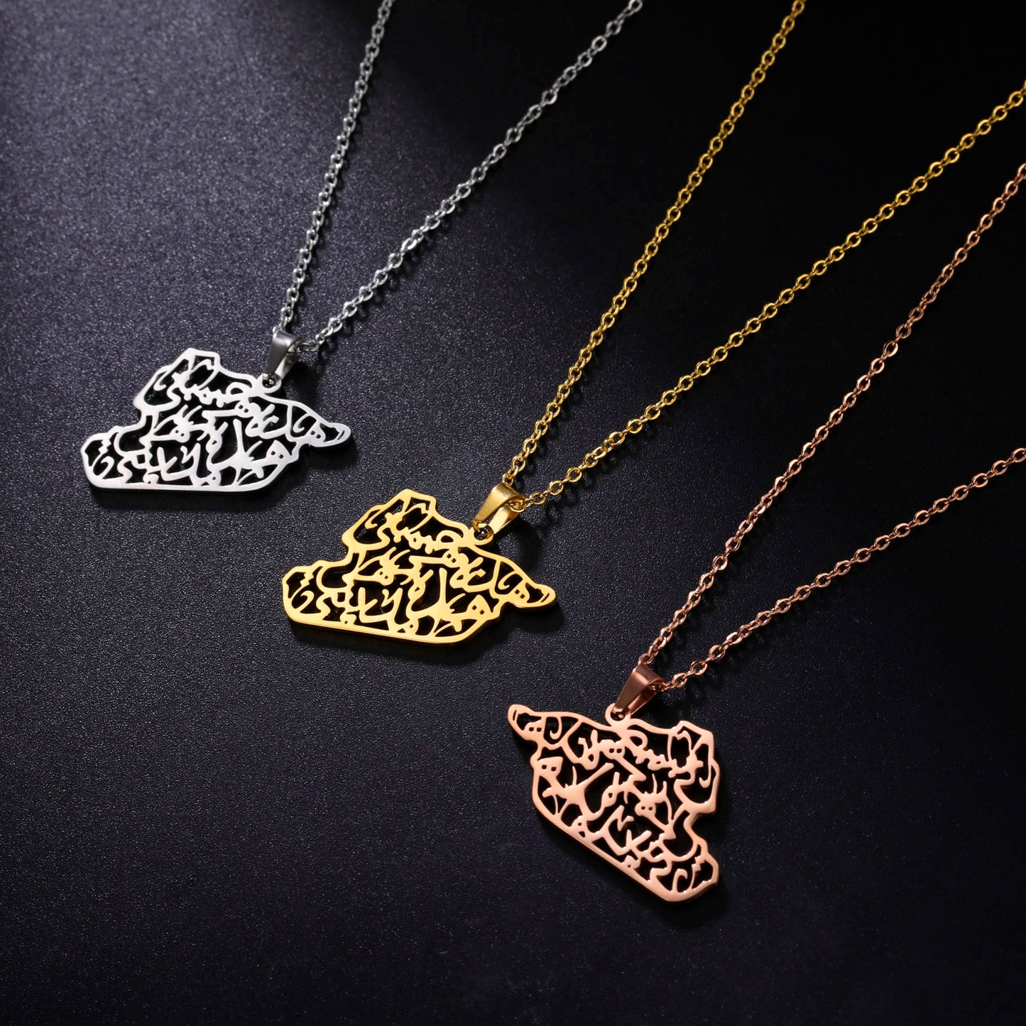 Kkjoy Stainless Steel Syria Map Flag Pendant Necklaces for Women Men Gold Color Charm Syrians Map Pendant  Jewelry Wholesale New