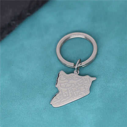 Stainless Steel Syria Map Pendant Keychain