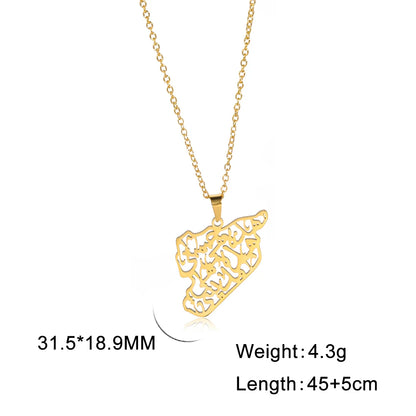 Kkjoy Stainless Steel Syria Map Flag Pendant Necklaces for Women Men Gold Color Charm Syrians Map Pendant  Jewelry Wholesale New